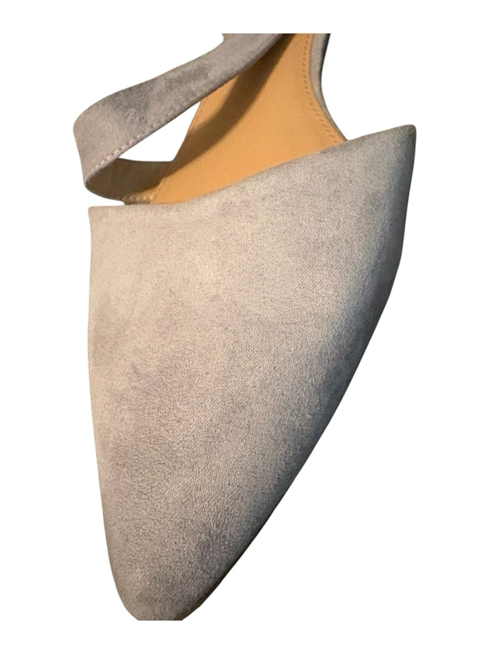 Express Women's Light Gray Pointed Suede D'Orsay Flats - Picture 2 of 3